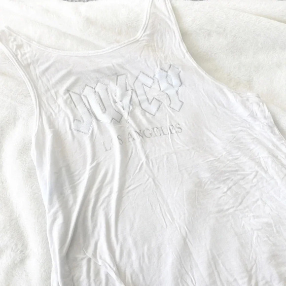 Juicy Couture white glittery rocker graphic Flowy tank top - Picture 1 of 7